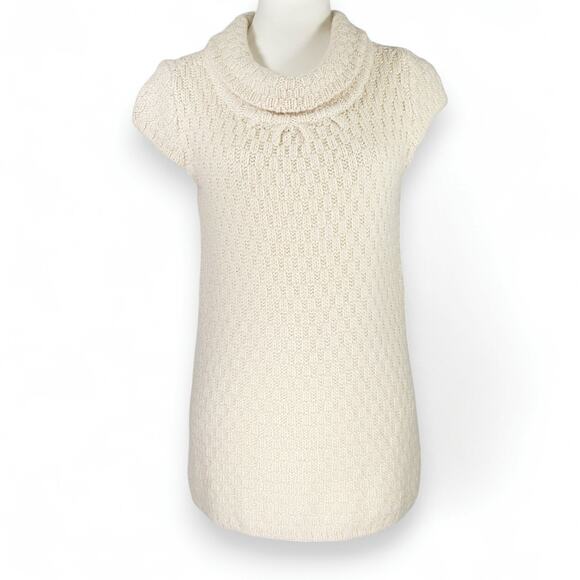 EUC Willi Smith Cowl-Neck Sweater Sz. S Cream Textured Knit Old Money Minimalist - Picture 2 of 6